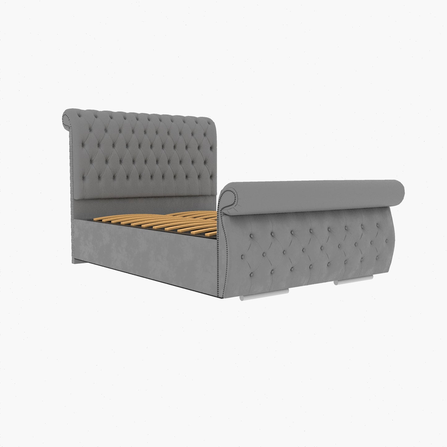 Swan Sleigh Chesterfield Upholstered Bed