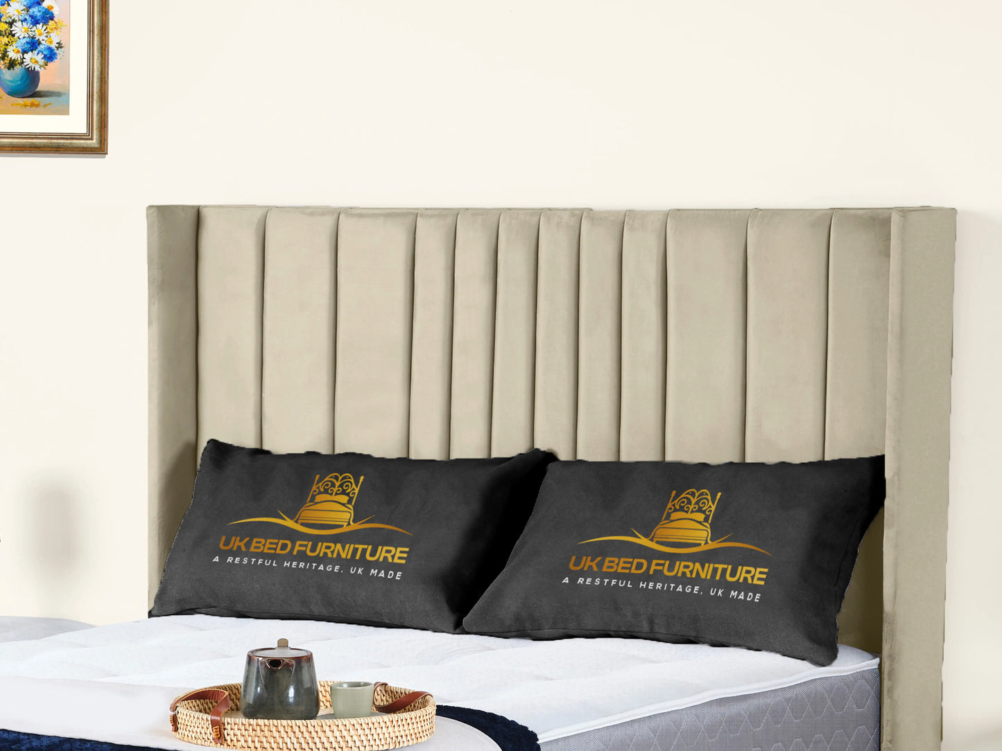 Valencia Lined Wings Upholstered Bed