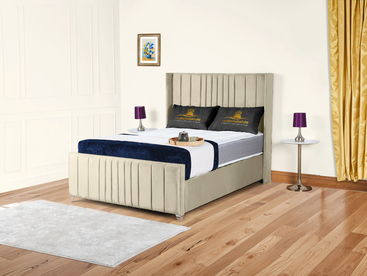 Valencia Lined Wings Upholstered Bed