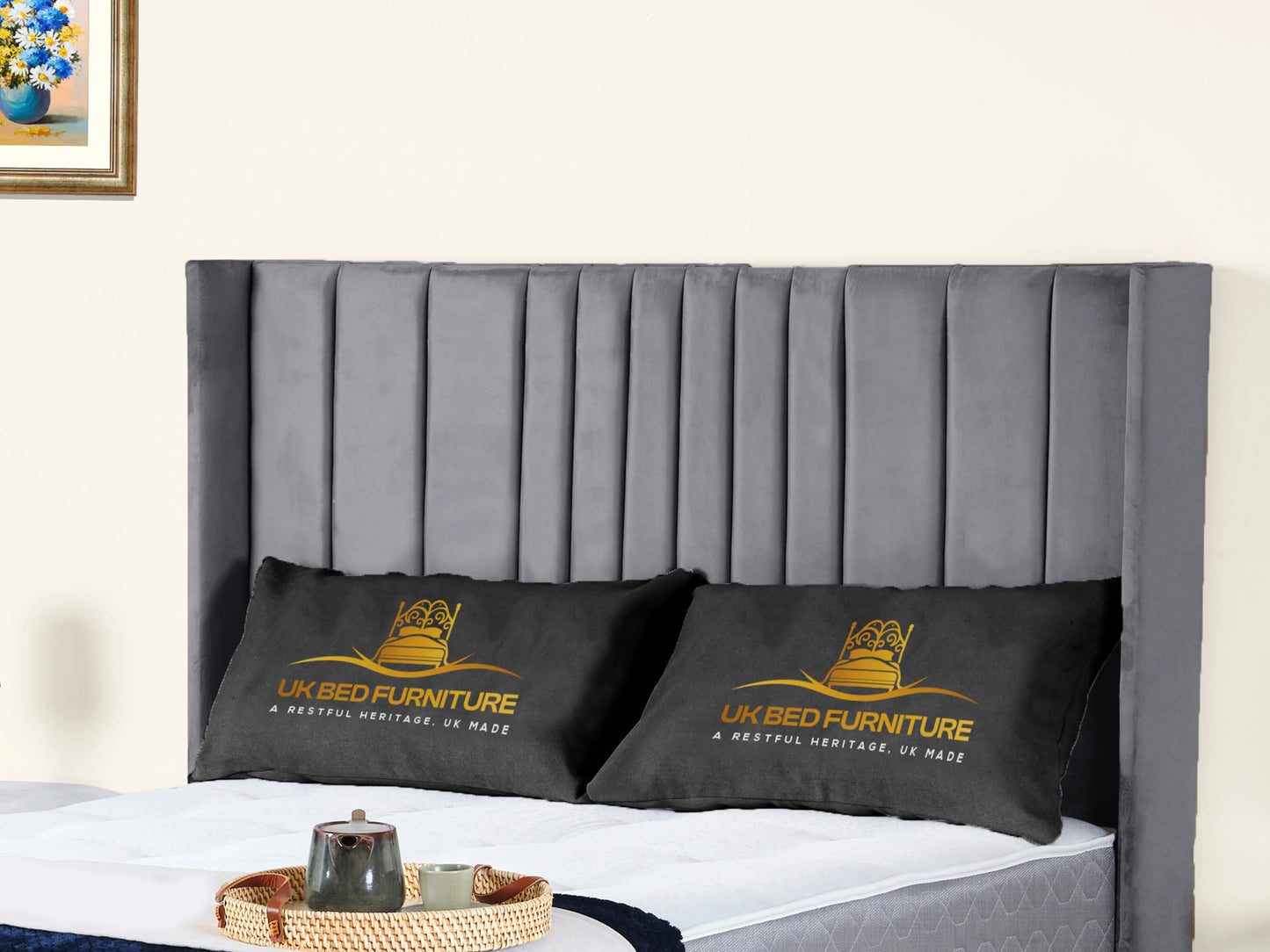 Valencia Lined Wings Upholstered Bed