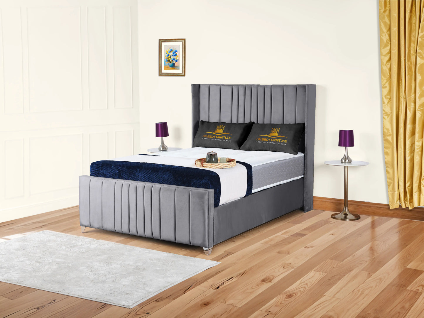 Valencia Lined Wings Upholstered Bed