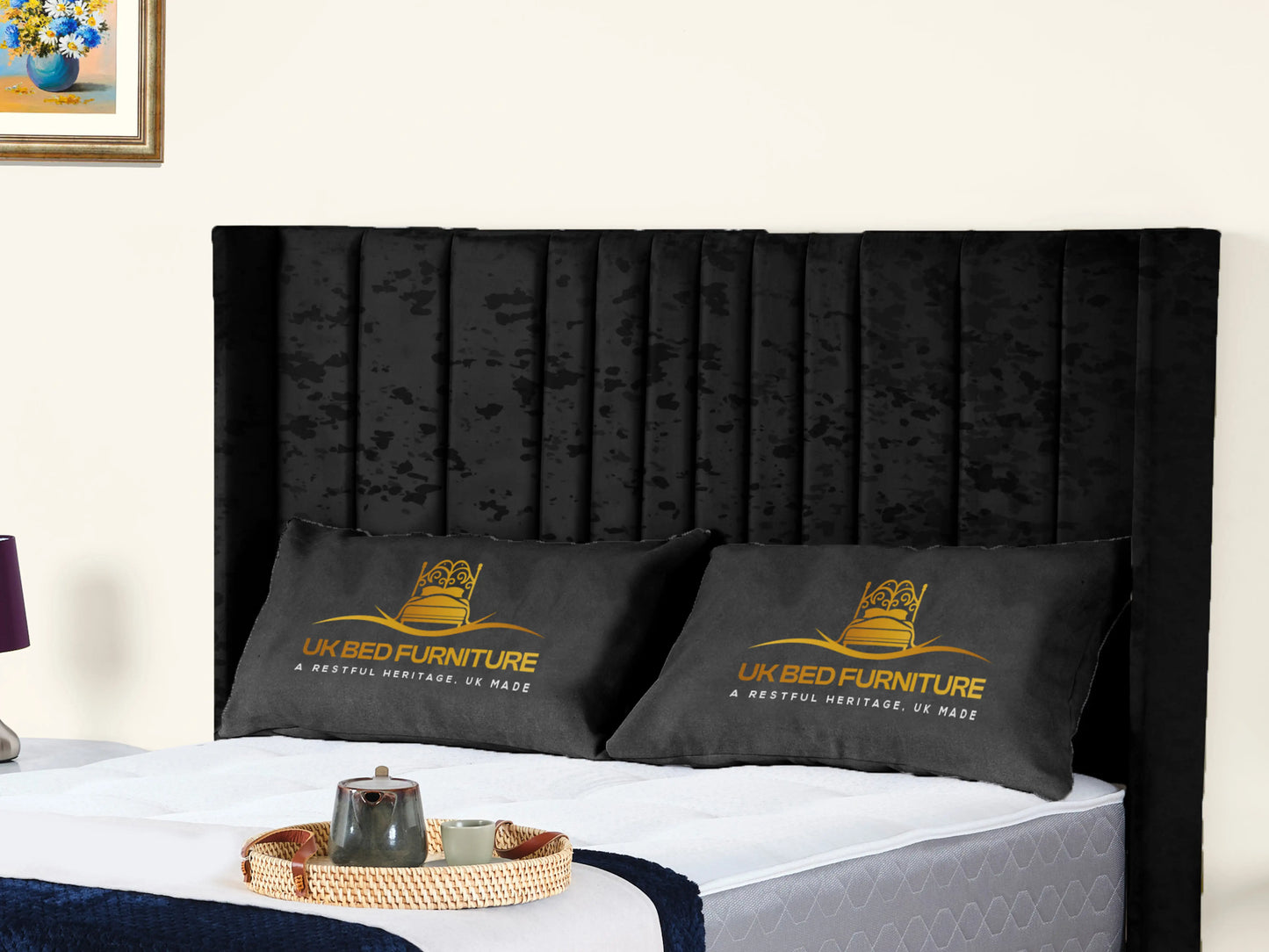 Valencia Lined Wings Upholstered Bed