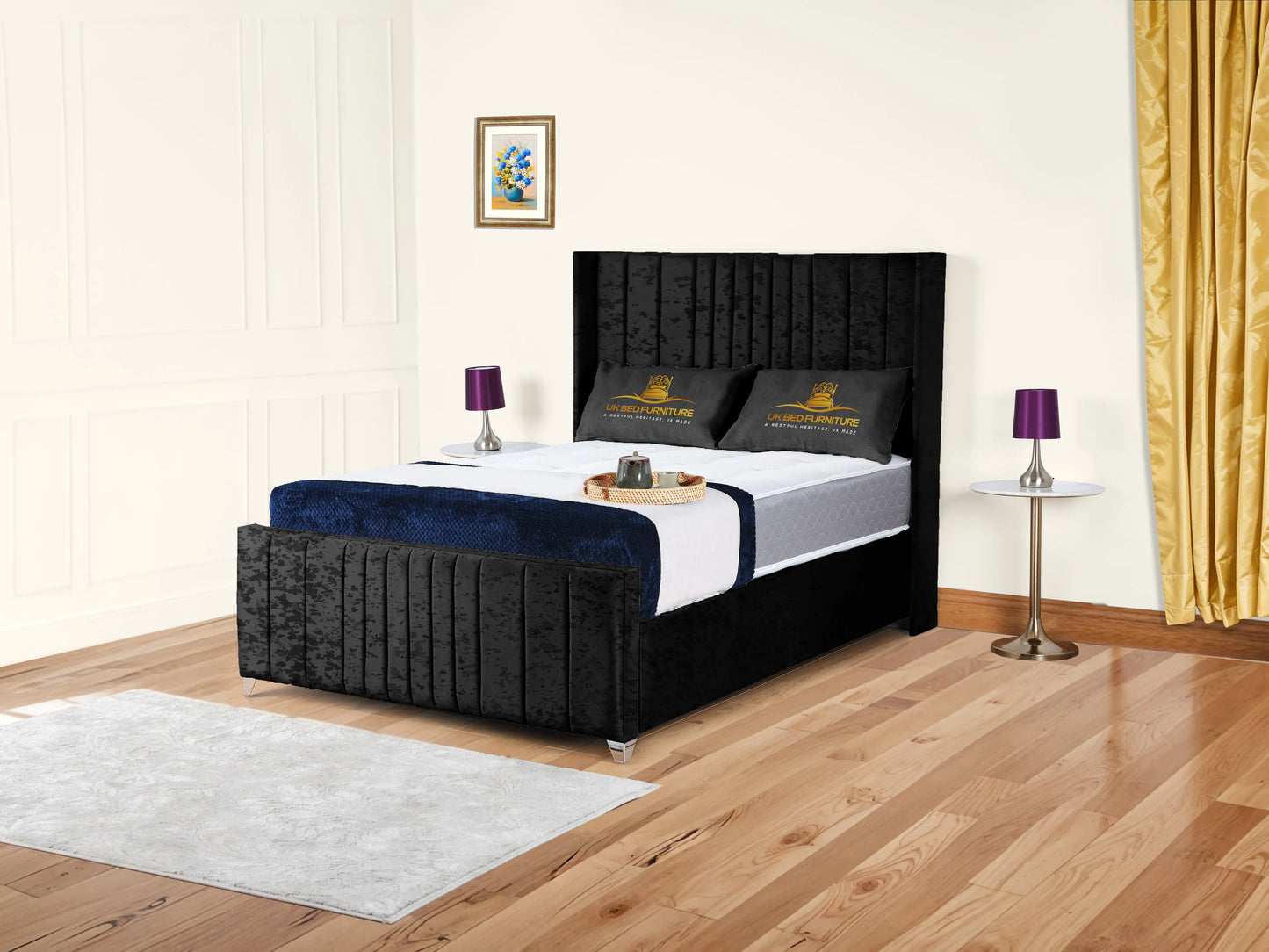 Valencia Lined Wings Upholstered Bed