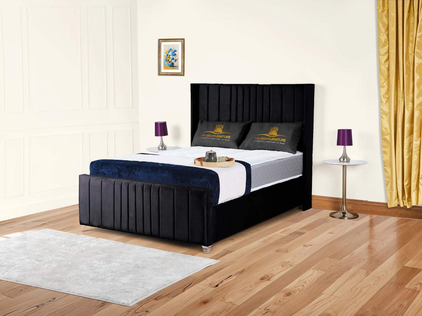 Valencia Lined Wings Upholstered Bed