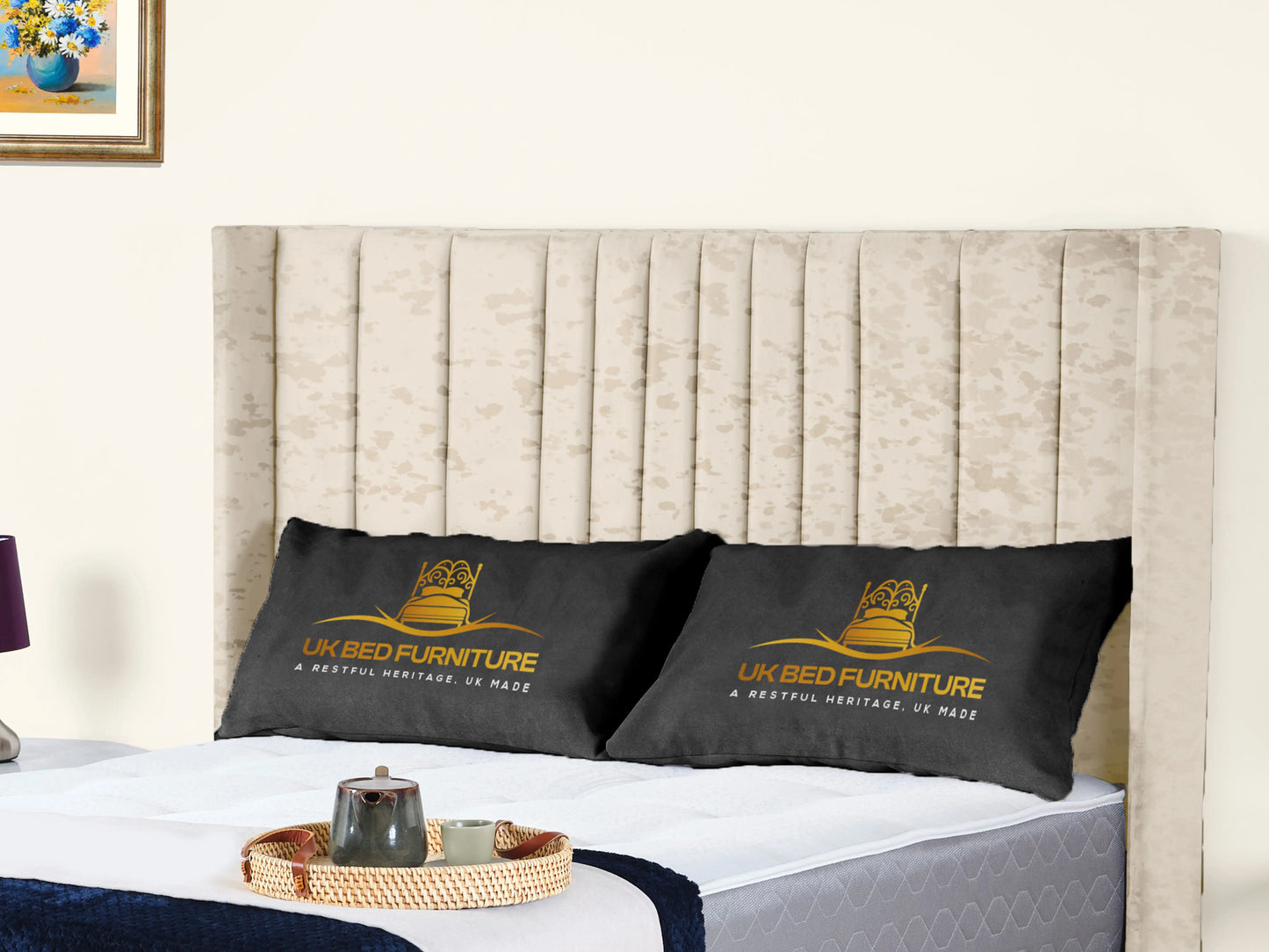 Valencia Lined Wings Upholstered Bed