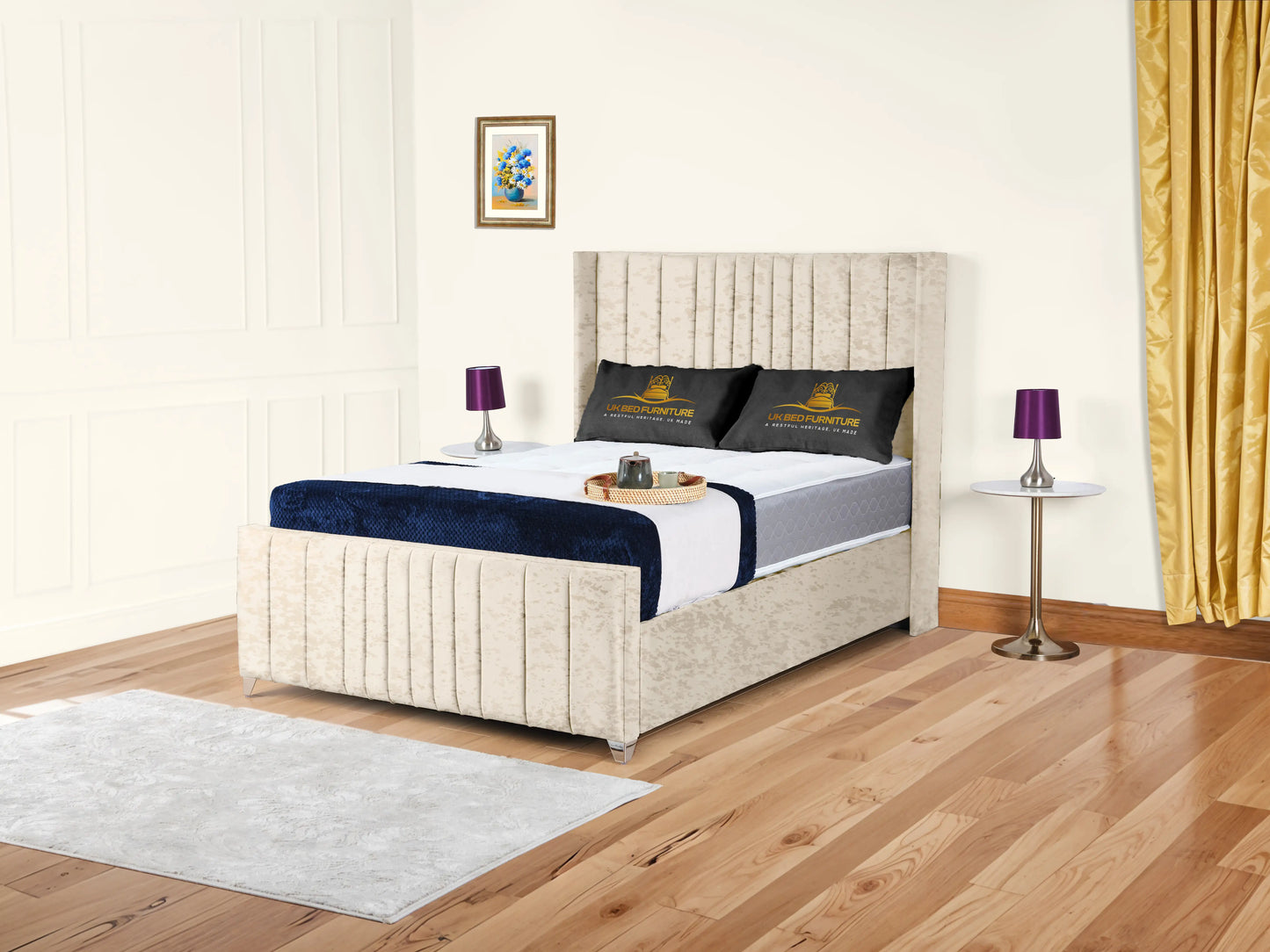 Valencia Lined Wings Upholstered Bed
