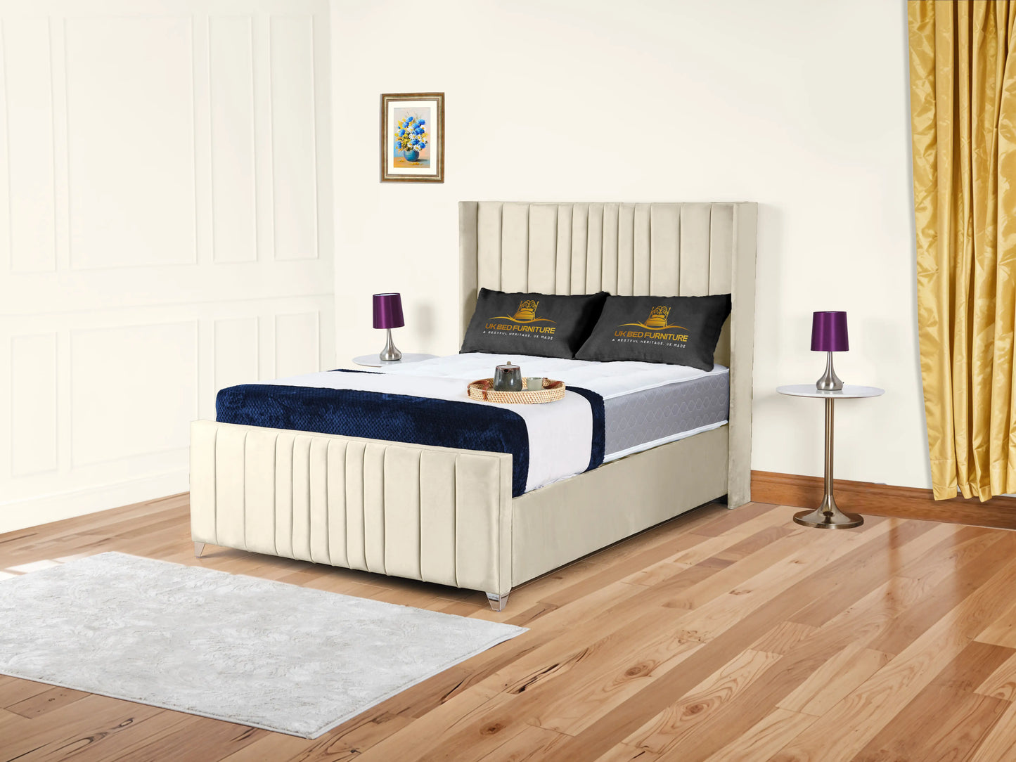 Valencia Lined Wings Upholstered Bed