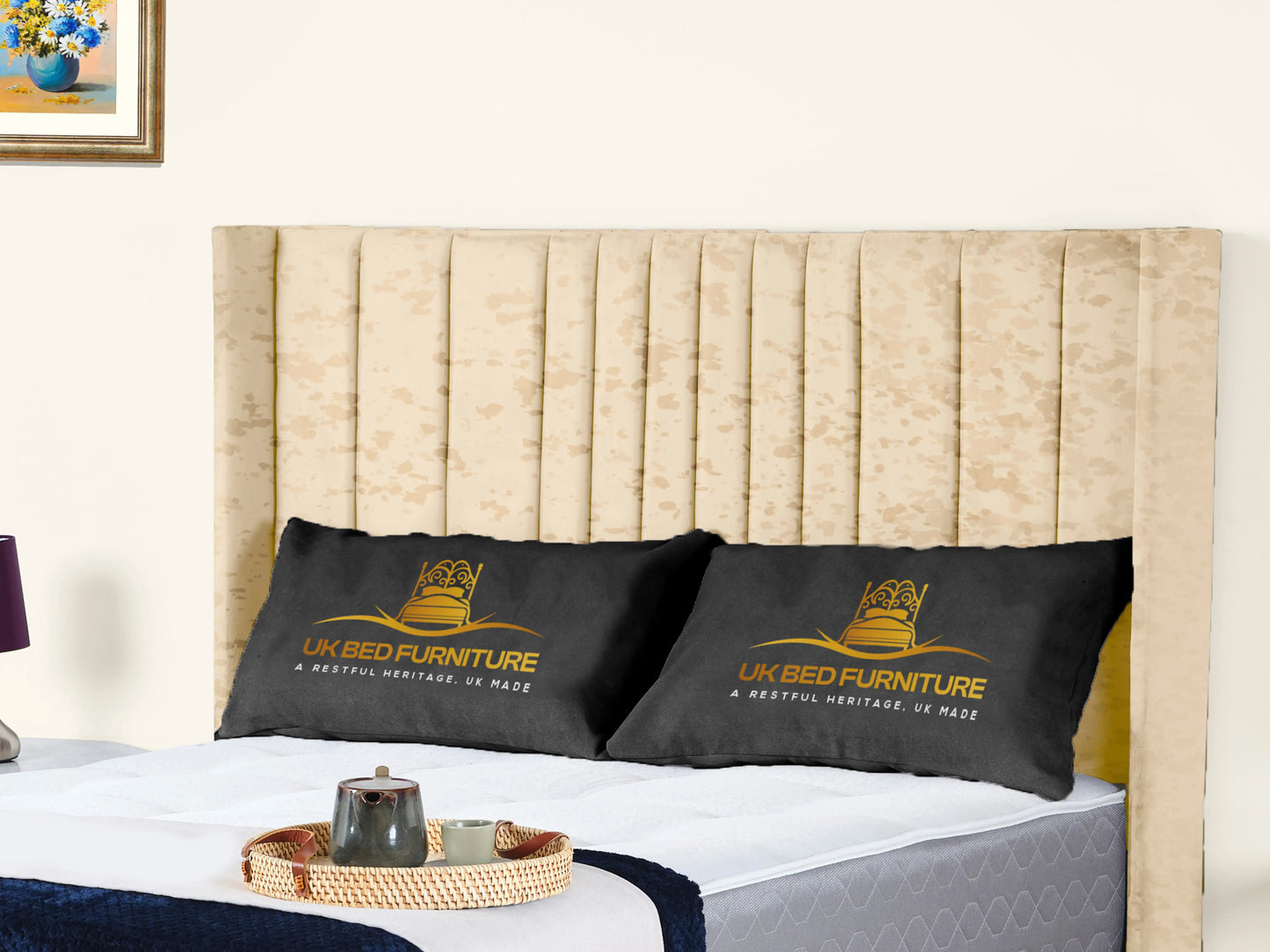 Valencia Lined Wings Upholstered Bed