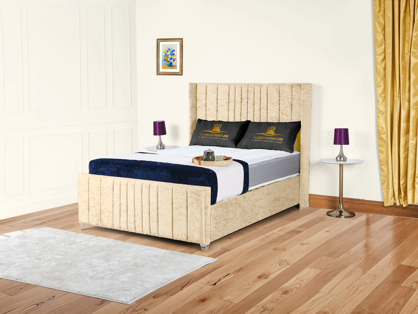 Valencia Lined Wings Upholstered Bed
