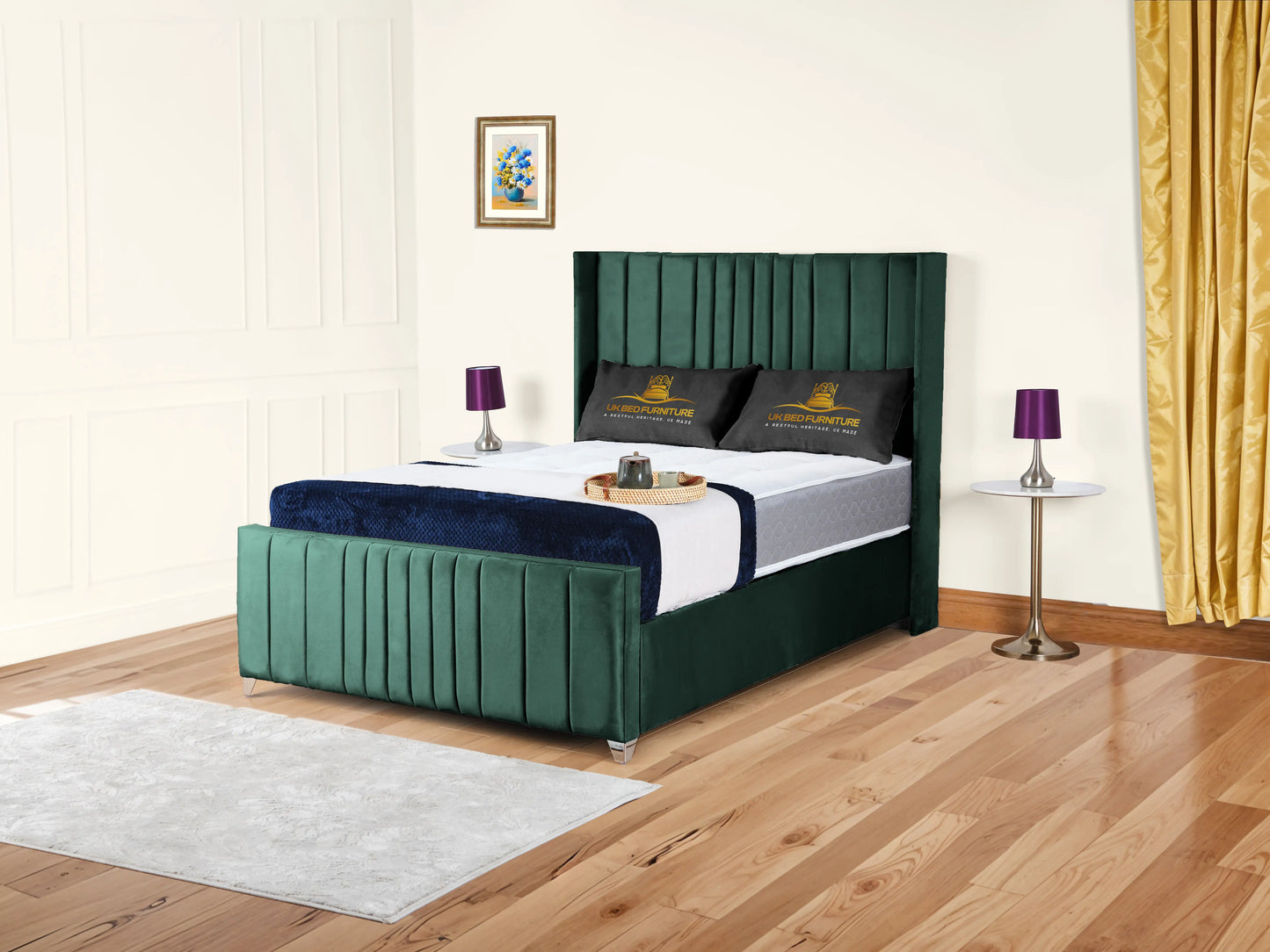 Valencia Lined Wings Upholstered Bed