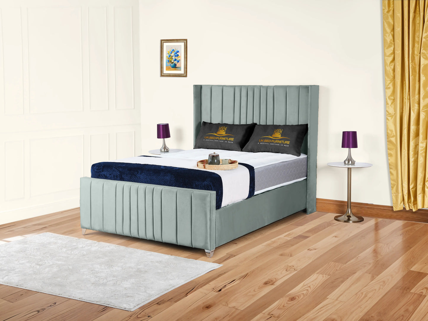 Valencia Lined Wings Upholstered Bed