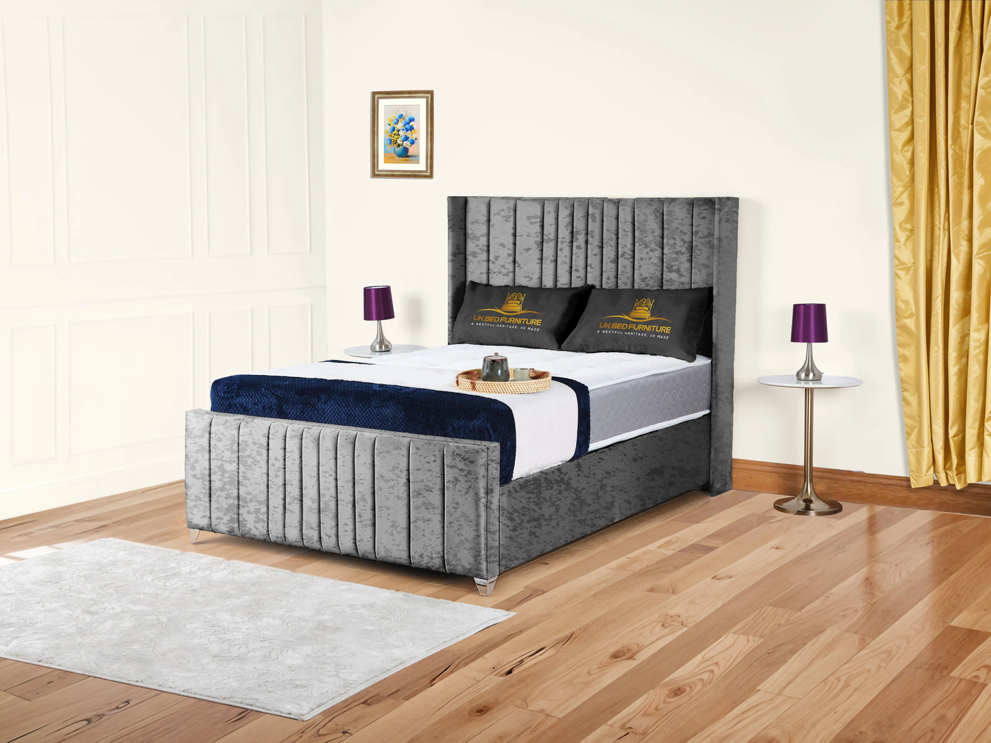 Valencia Lined Wings Upholstered Bed