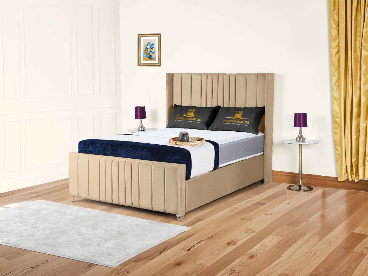 Valencia Lined Wings Upholstered Bed