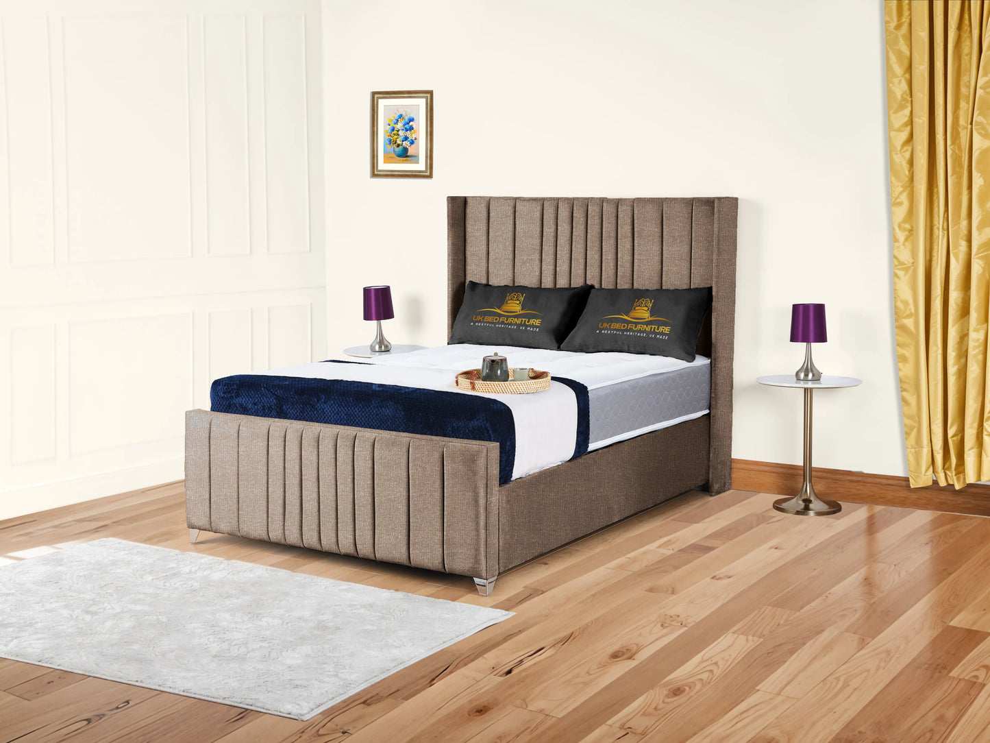 Valencia Lined Wings Upholstered Bed