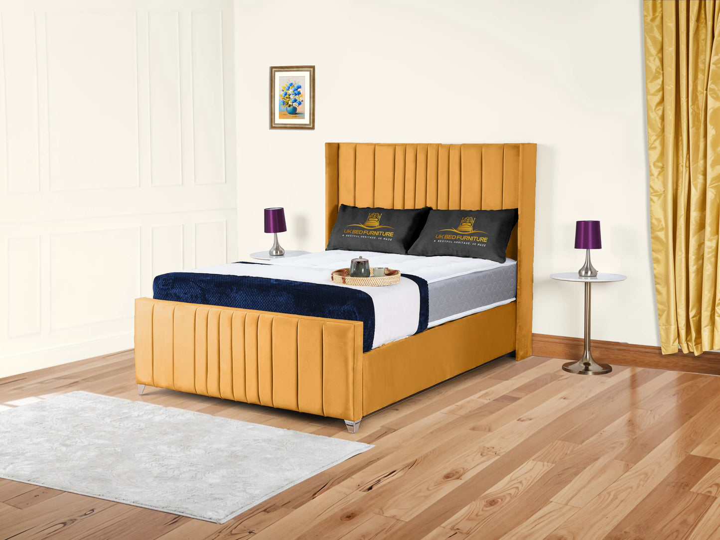 Valencia Lined Wings Upholstered Bed
