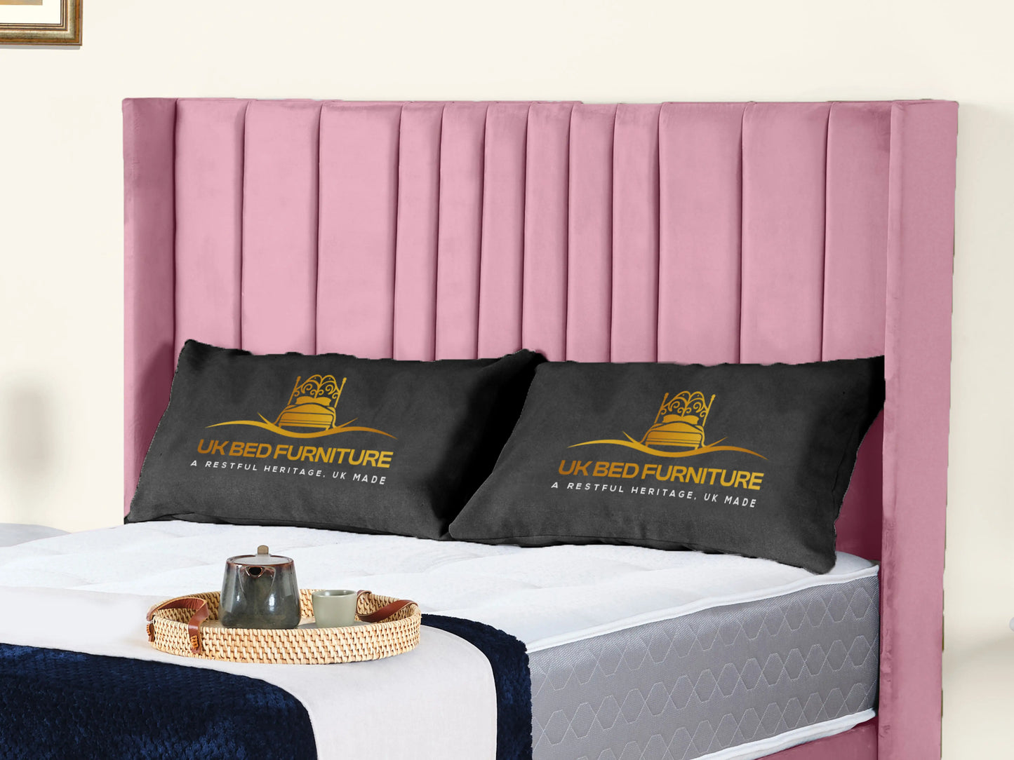 Valencia Lined Wings Upholstered Bed