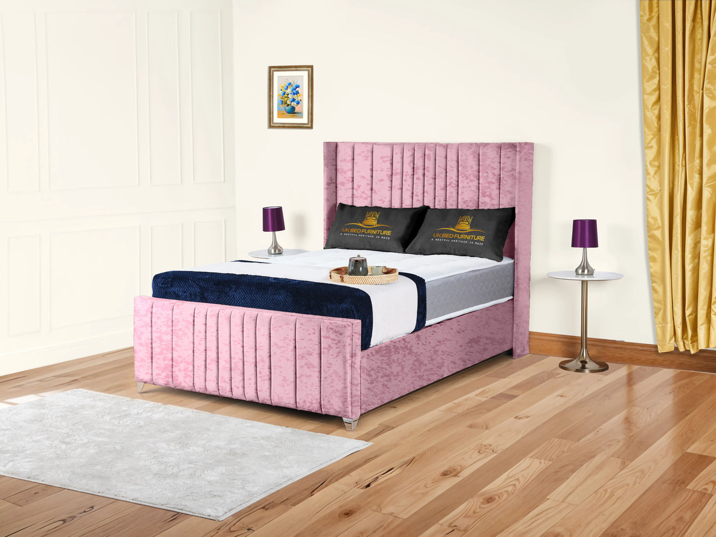 Valencia Lined Wings Upholstered Bed