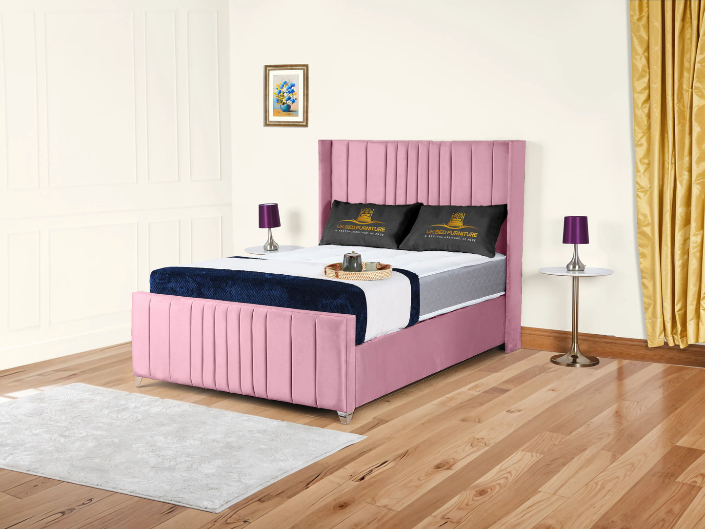 Valencia Lined Wings Upholstered Bed