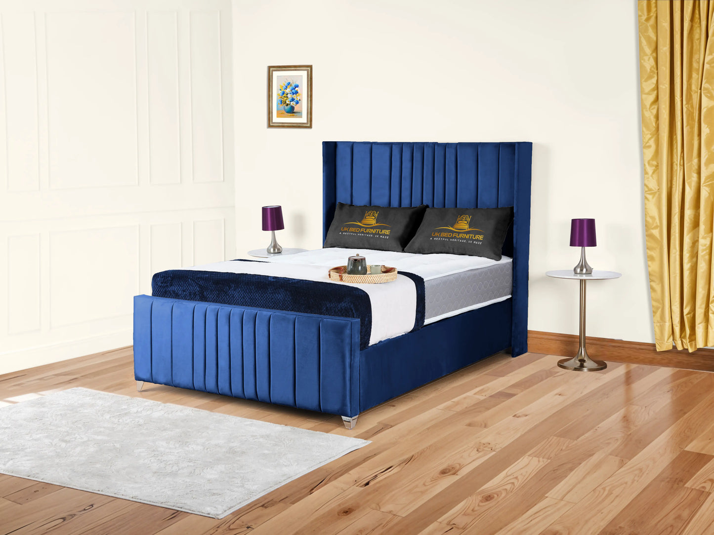 Valencia Lined Wings Upholstered Bed