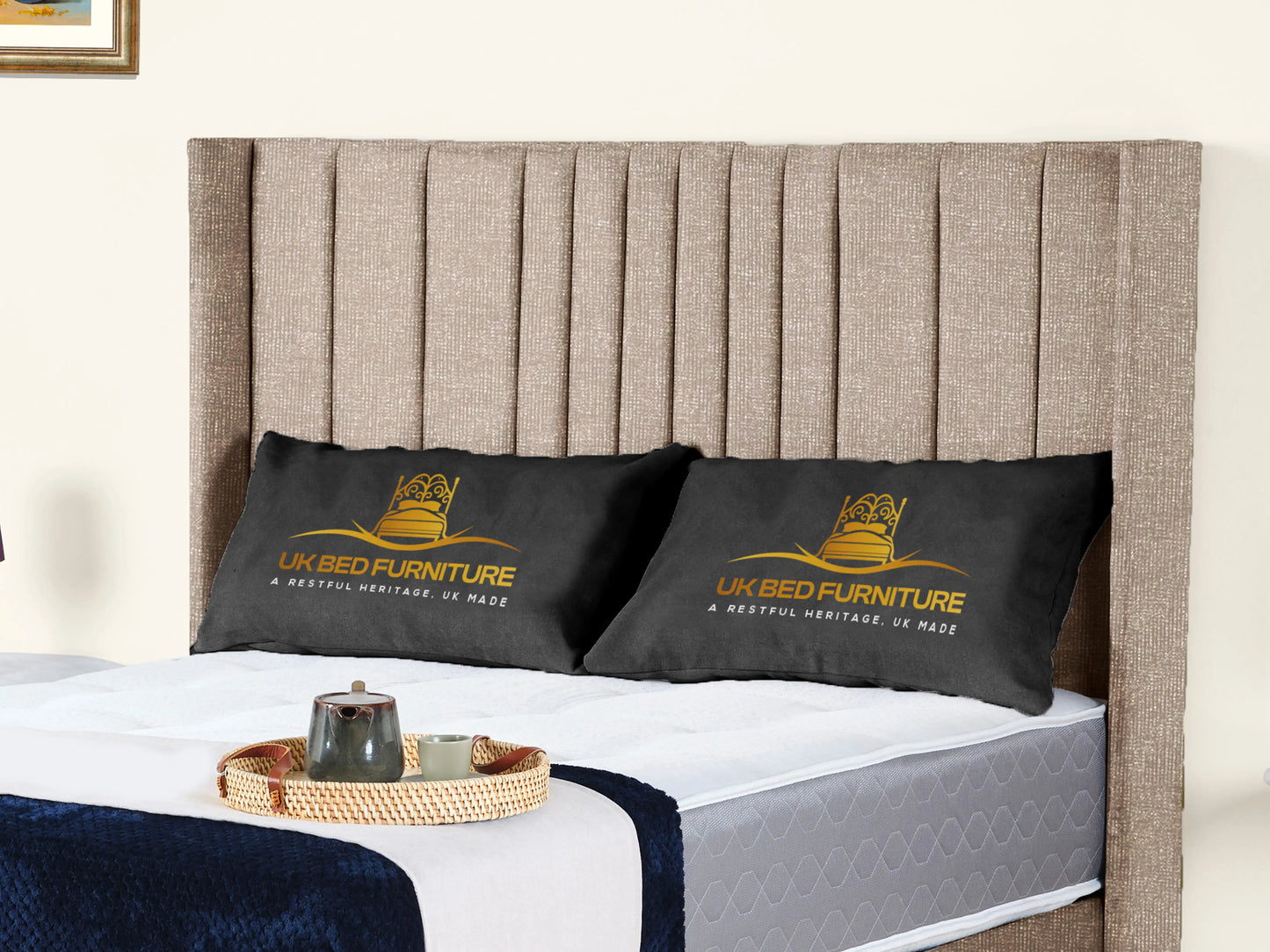 Valencia Lined Wings Upholstered Bed