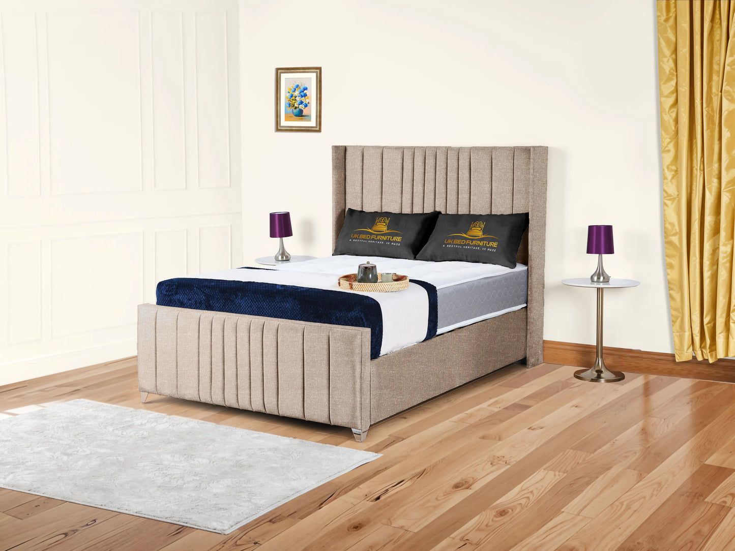 Valencia Lined Wings Upholstered Bed