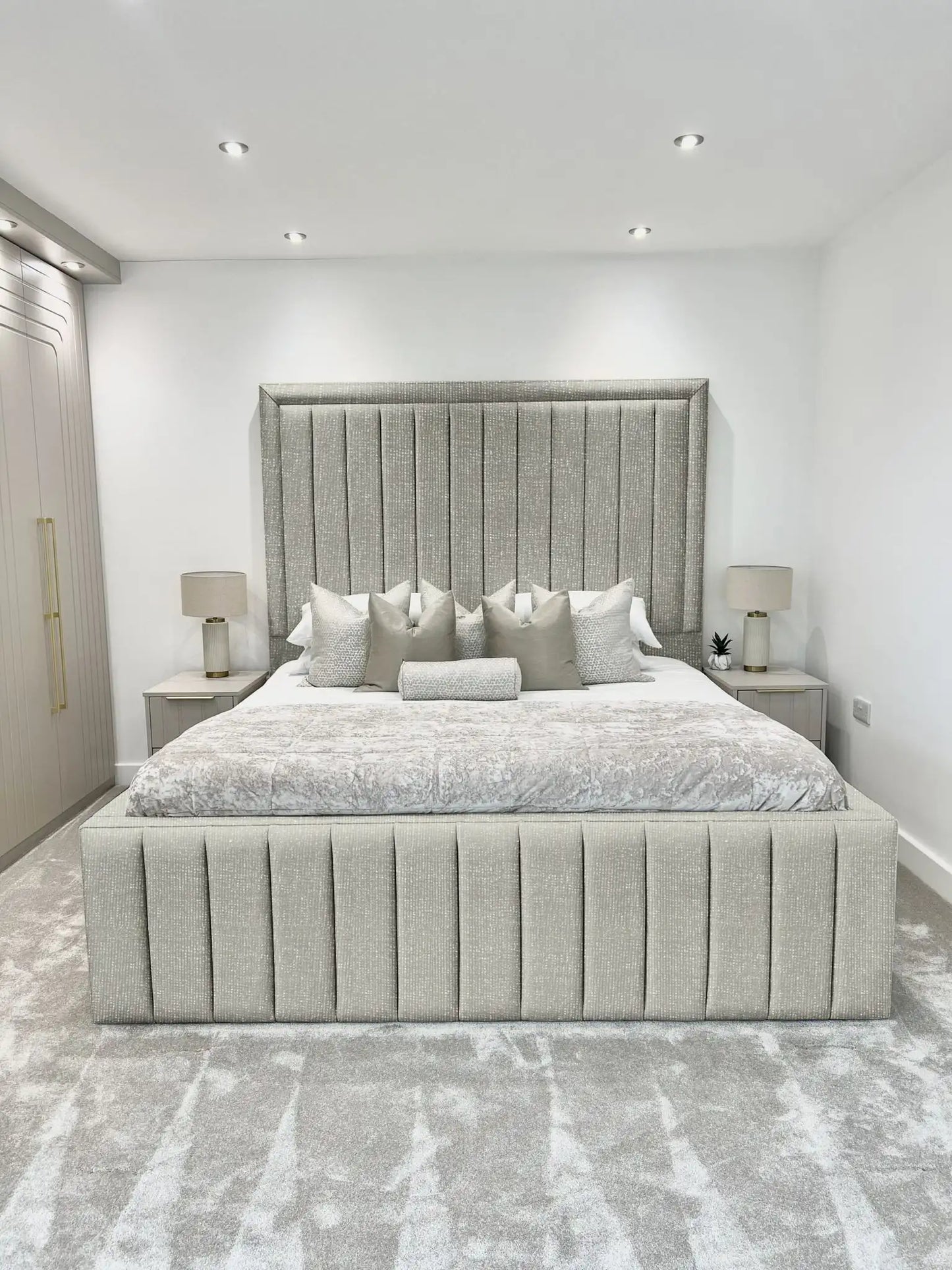 Hampton panel upholstered bed