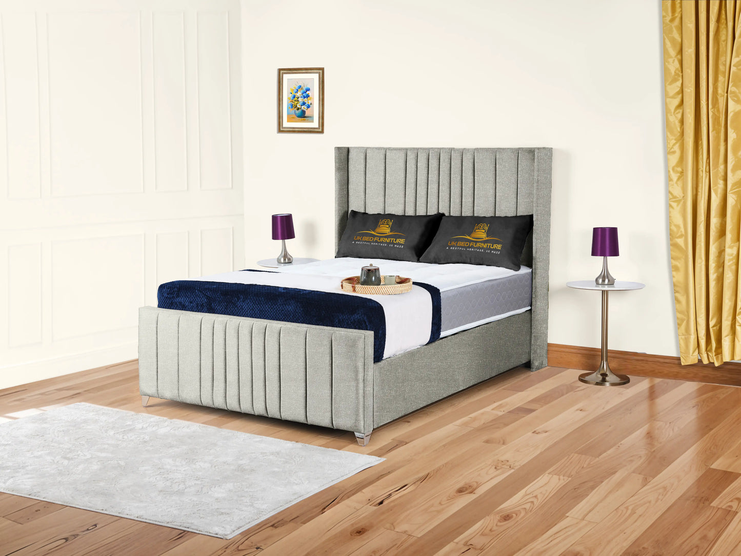 Valencia Lined Wings Upholstered Bed