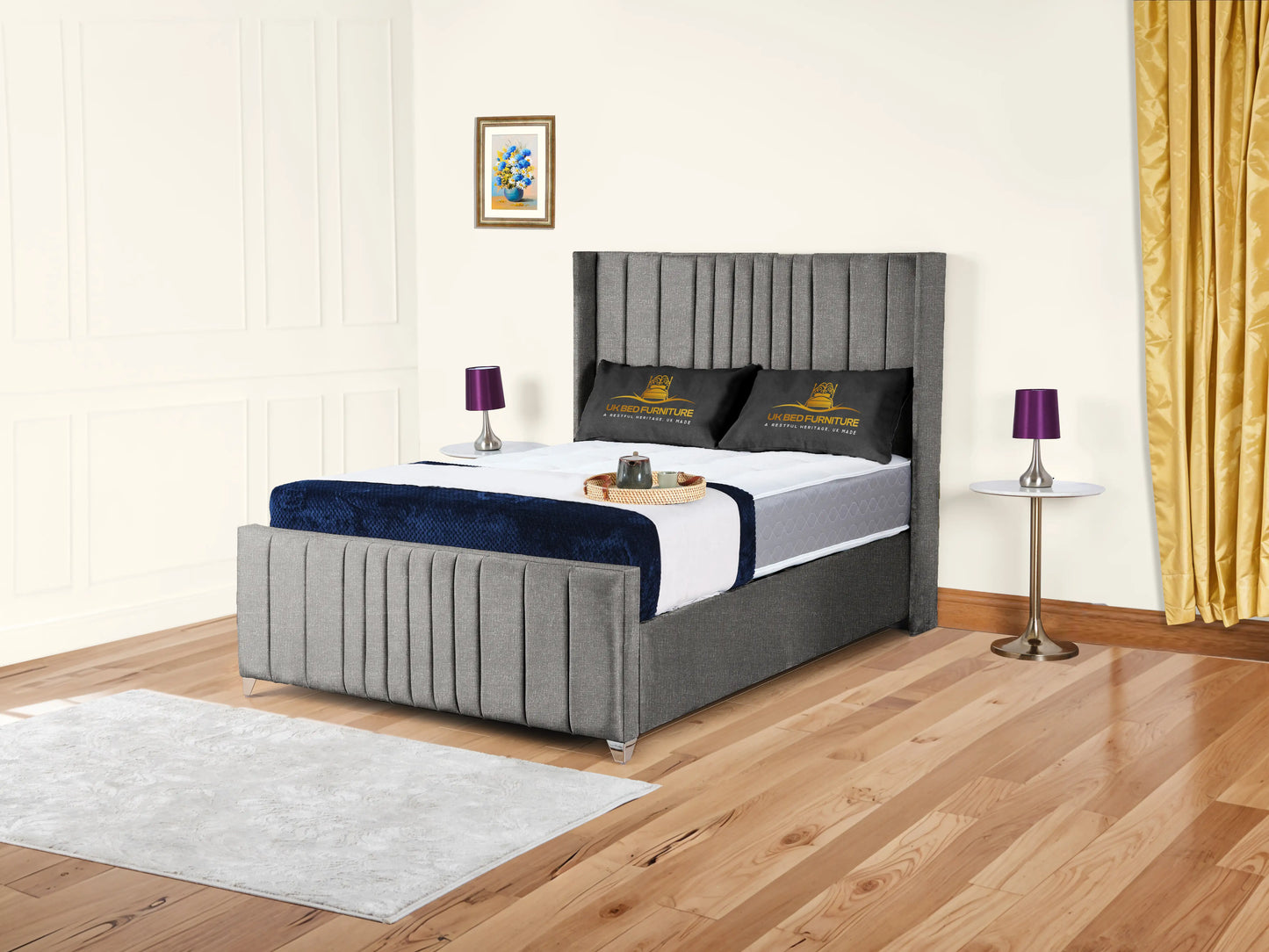 Valencia Lined Wings Upholstered Bed