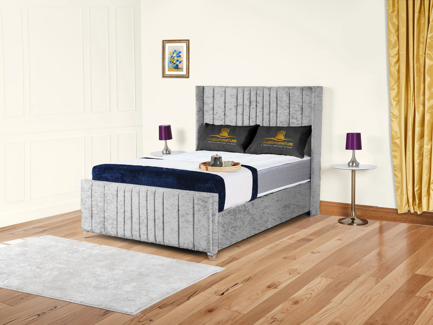 Valencia Lined Wings Upholstered Bed