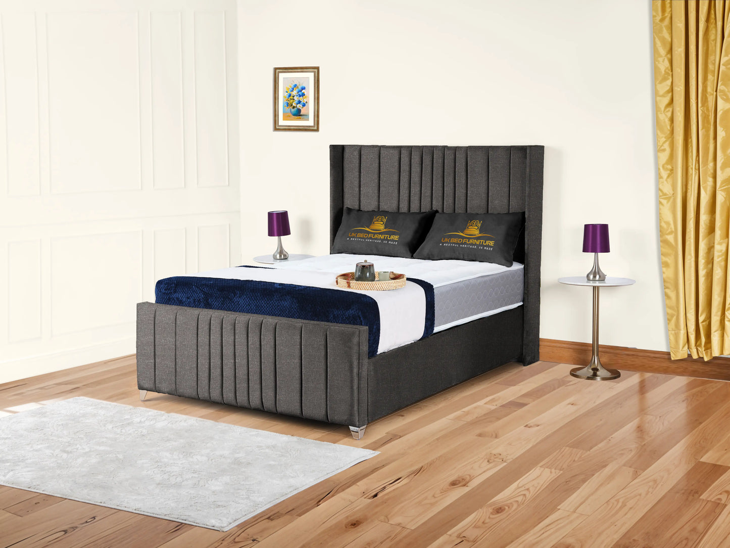 Valencia Lined Wings Upholstered Bed