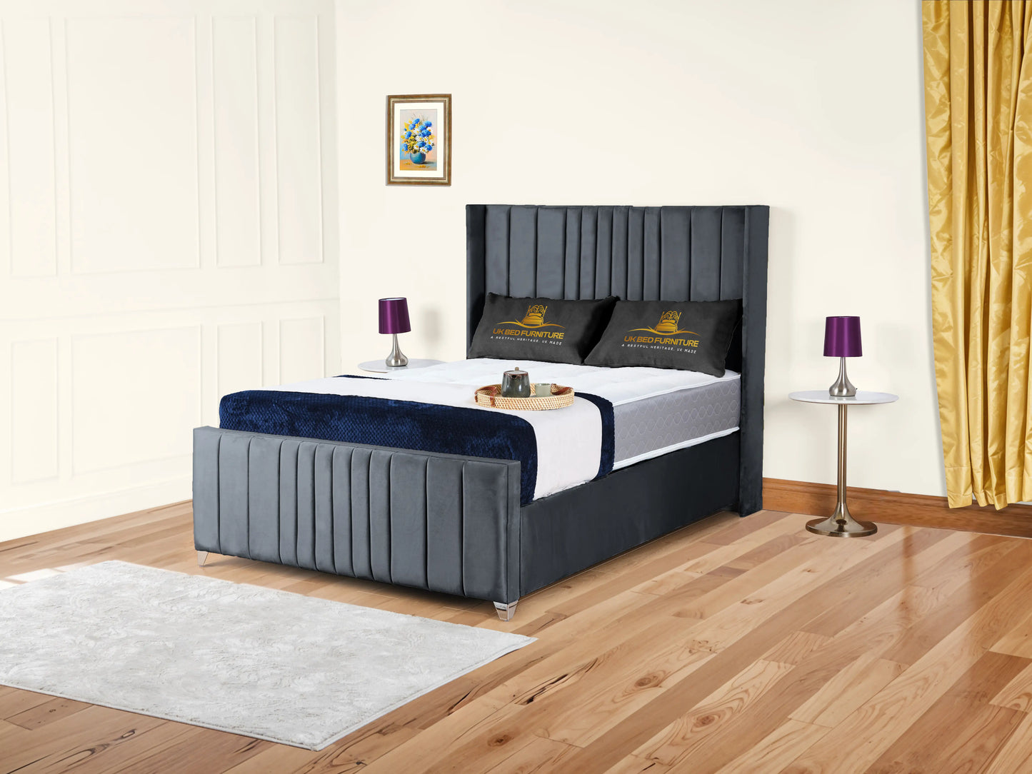 Valencia Lined Wings Upholstered Bed