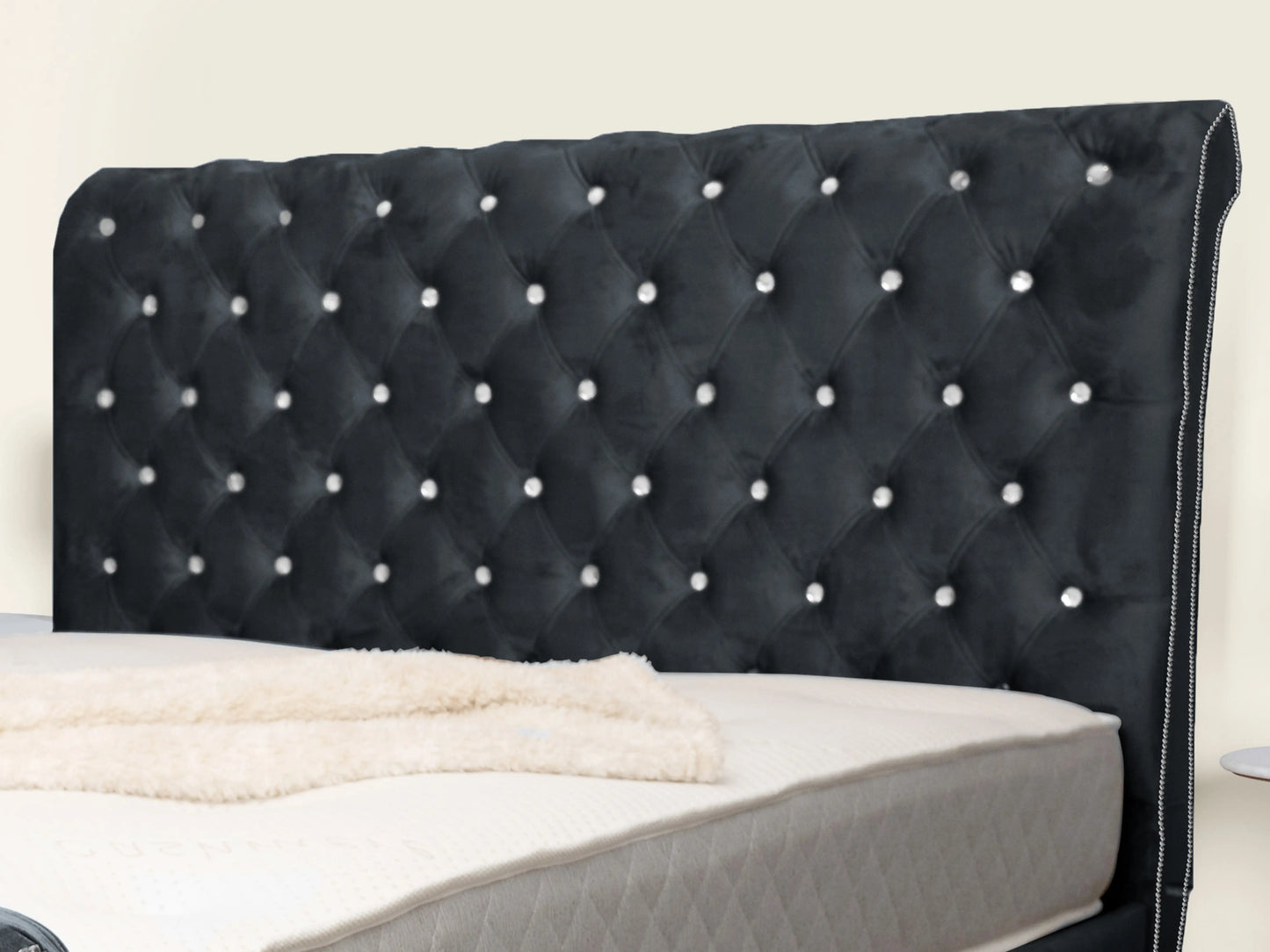 Swan Sleigh Chesterfield Upholstered Bed