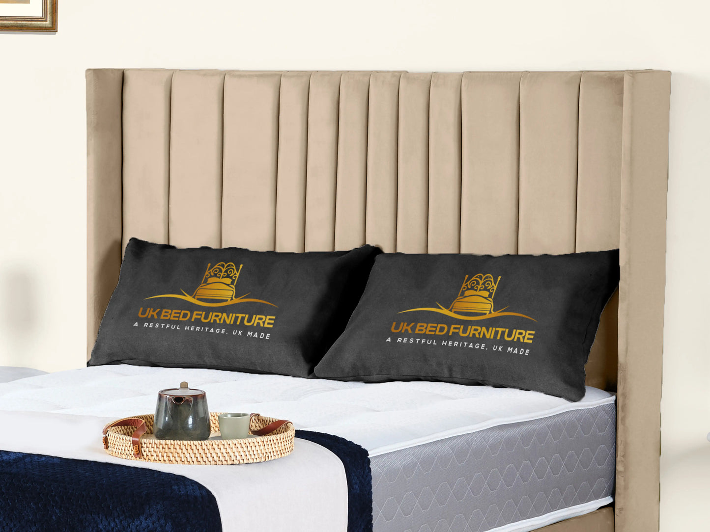 Valencia Lined Wings Upholstered Bed