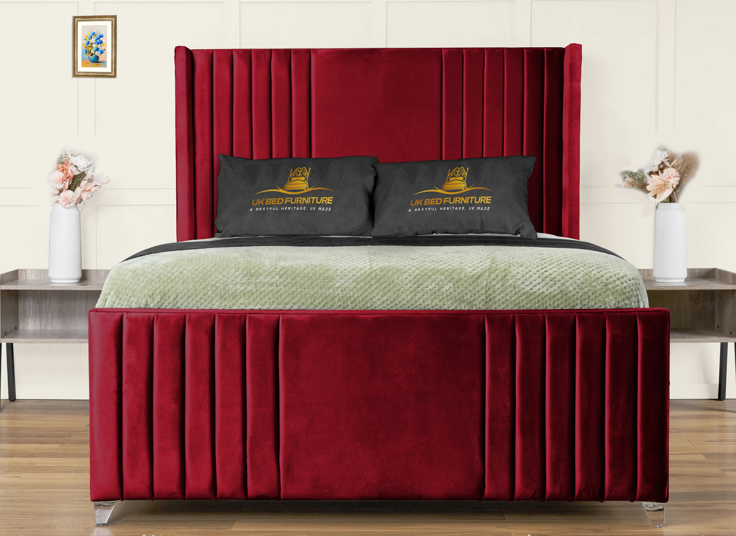 Elise lined winged Upholstered Bed