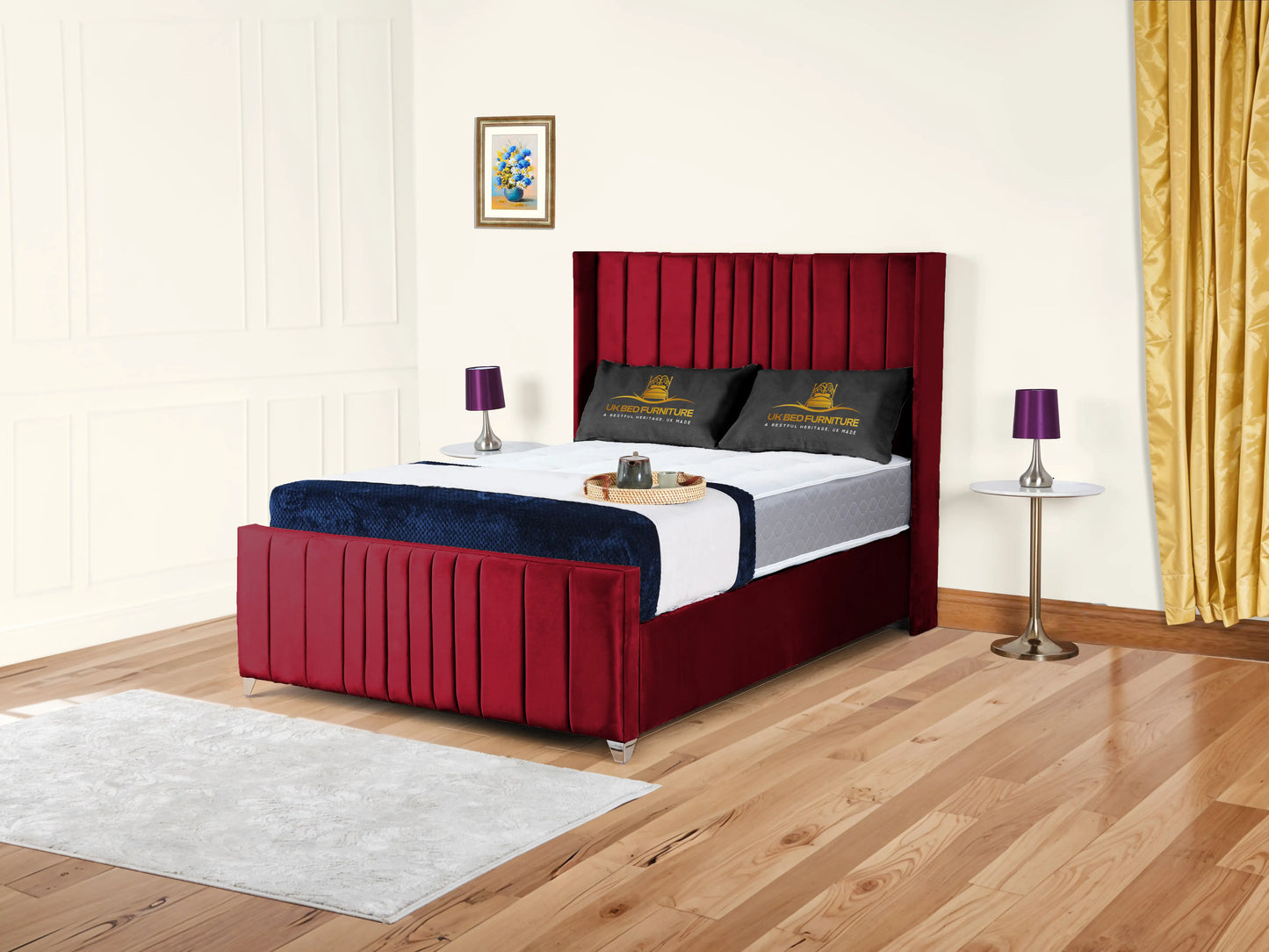 Valencia Lined Wings Upholstered Bed