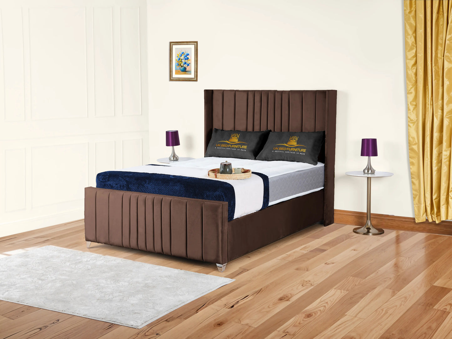 Valencia Lined Wings Upholstered Bed