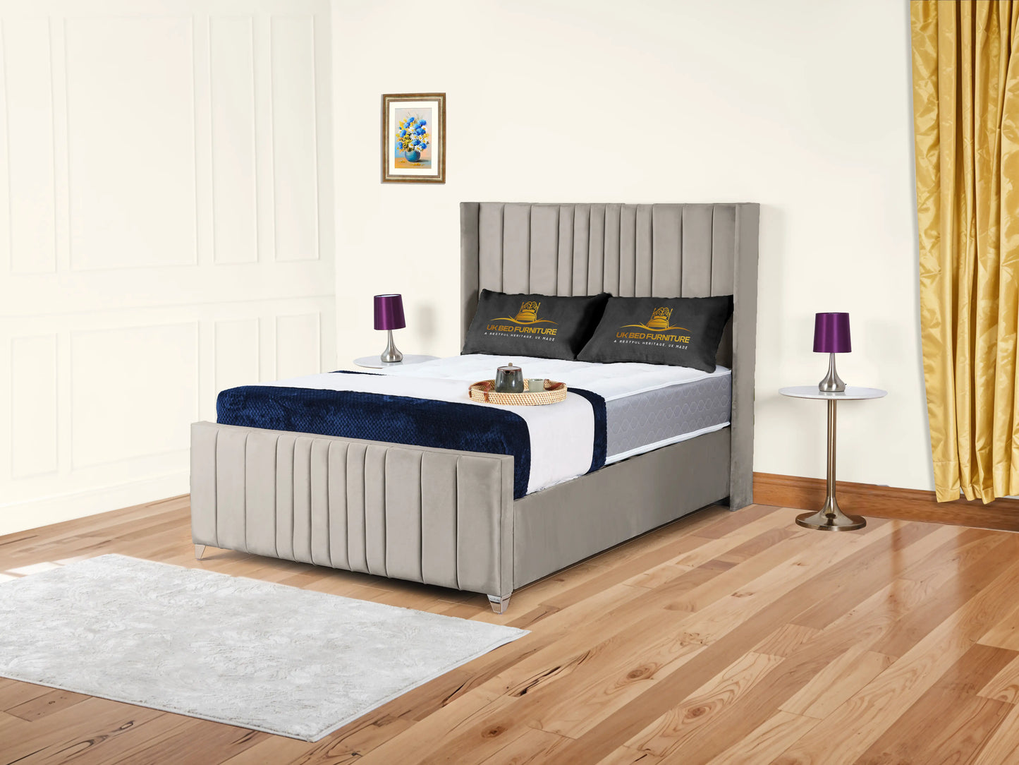 Valencia Lined Wings Upholstered Bed