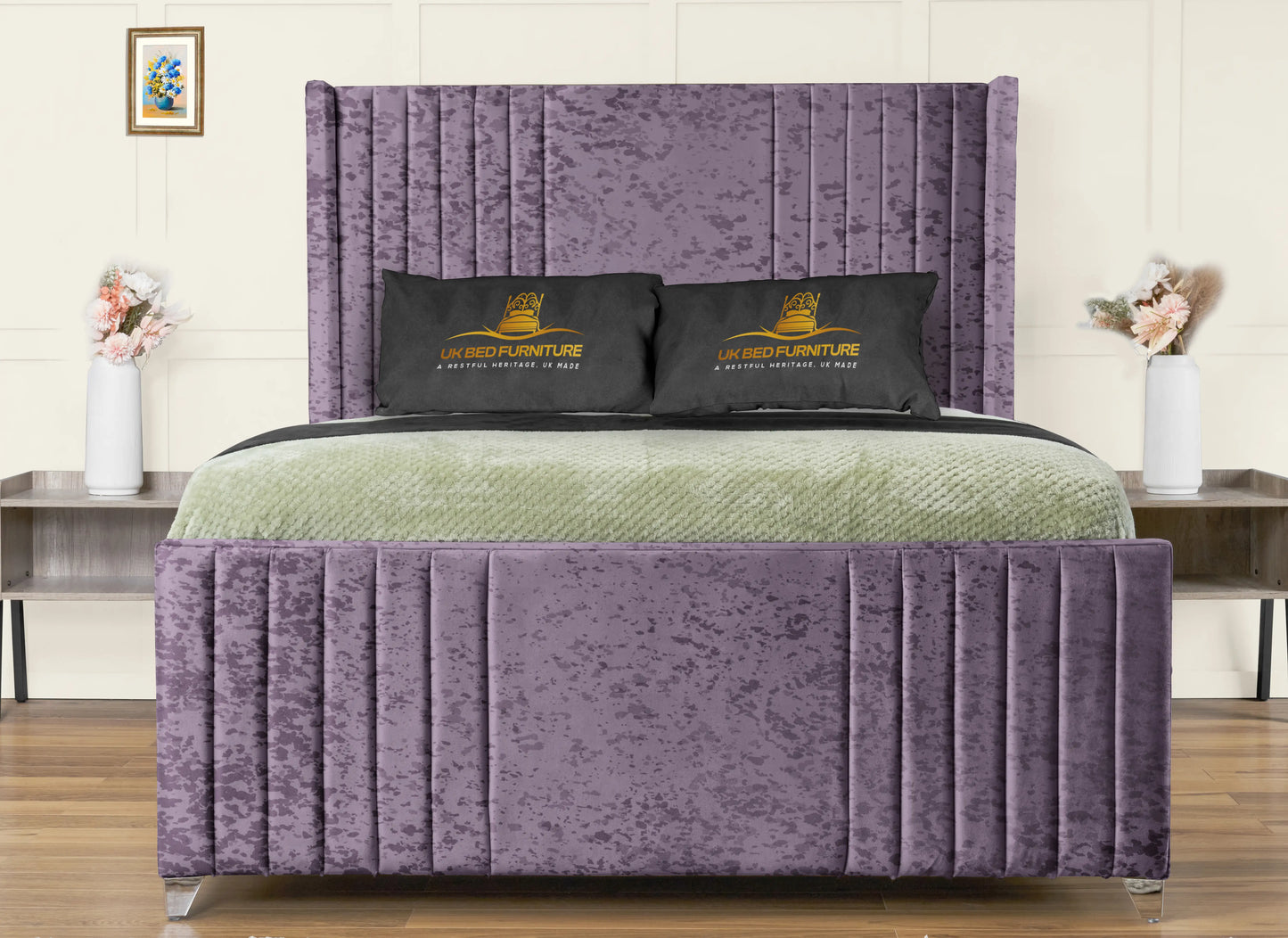 Elise lined winged Upholstered Bed