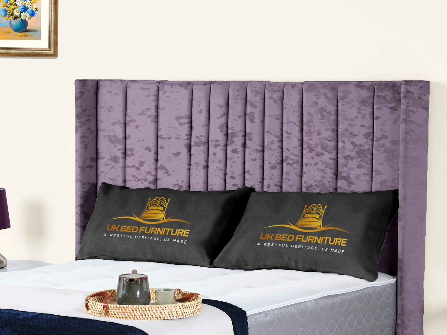 Valencia Lined Wings Upholstered Bed