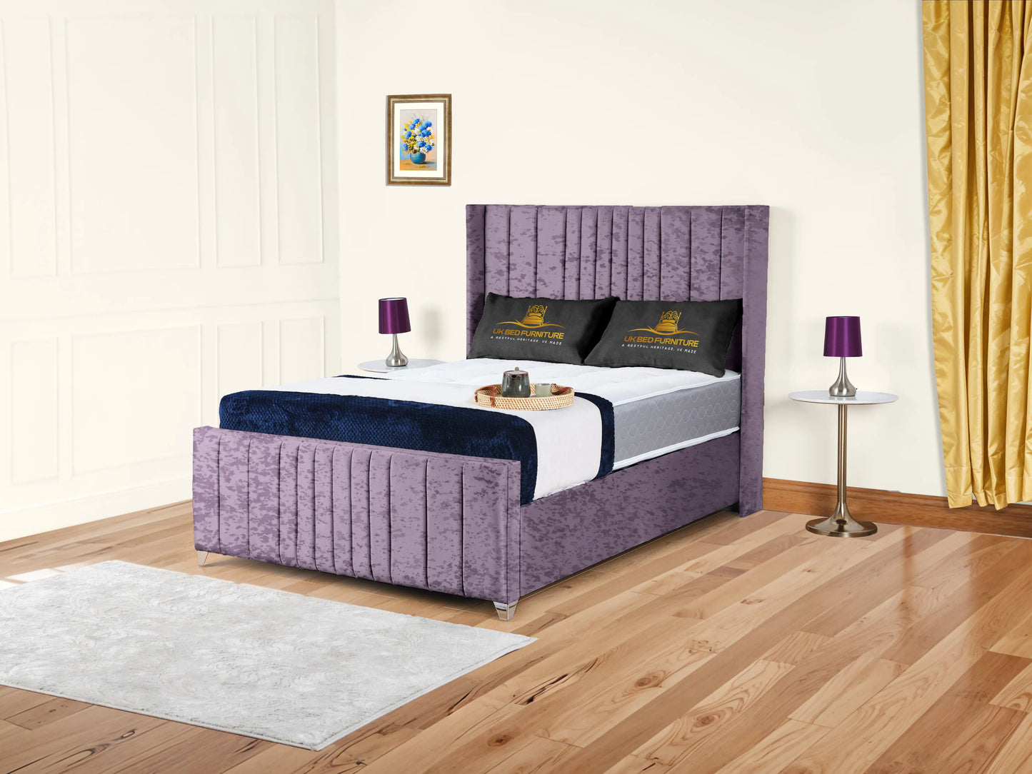 Valencia Lined Wings Upholstered Bed