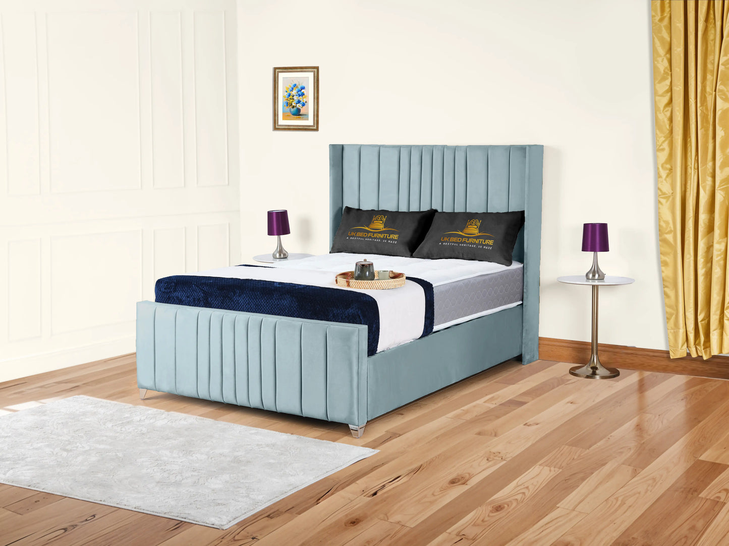 Valencia Lined Wings Upholstered Bed
