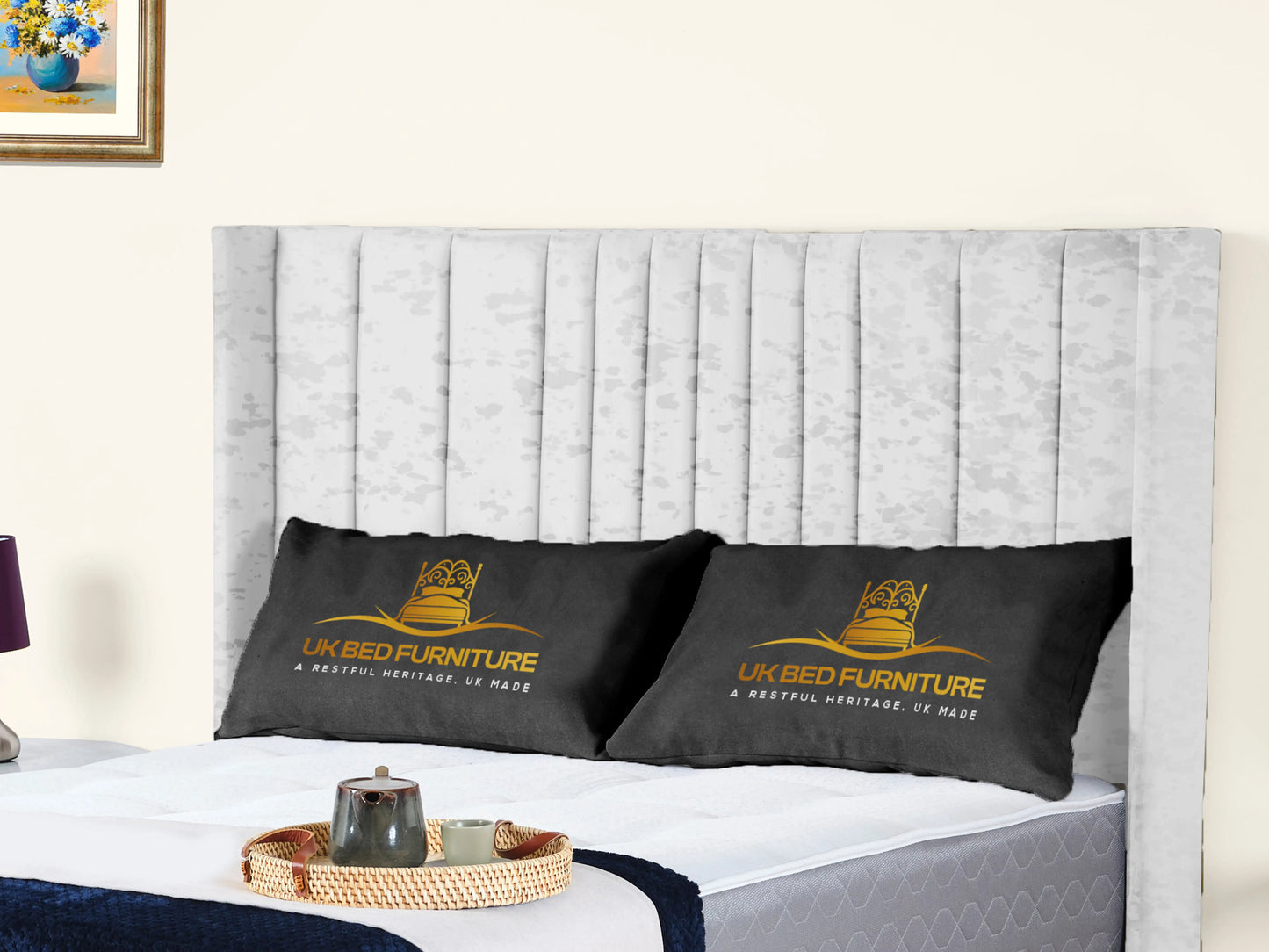 Valencia Lined Wings Upholstered Bed