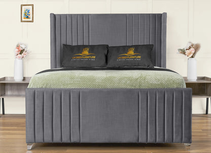 Elise lined winged Upholstered Bed