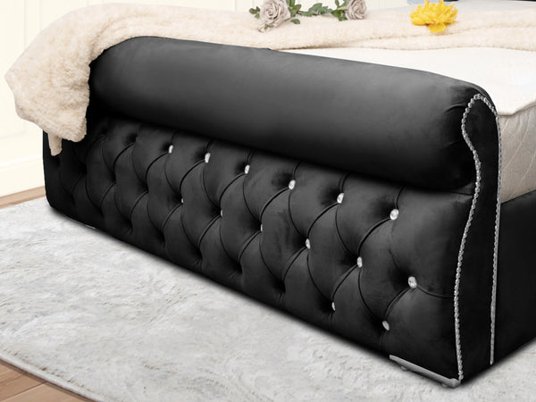 Swan Sleigh Chesterfield Upholstered Bed