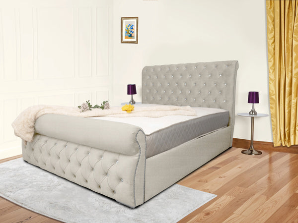 Swan Sleigh Chesterfield Upholstered Bed
