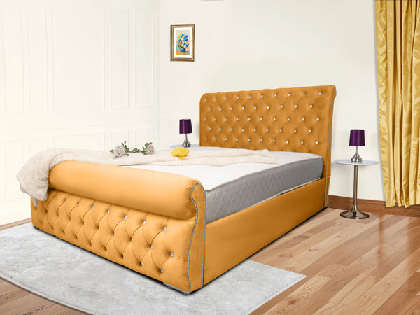 Swan Sleigh Chesterfield Upholstered Bed