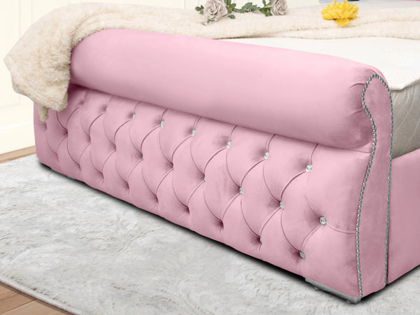 Swan Sleigh Chesterfield Upholstered Bed