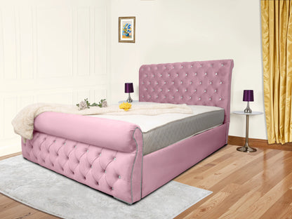 Swan Sleigh Chesterfield Upholstered Bed
