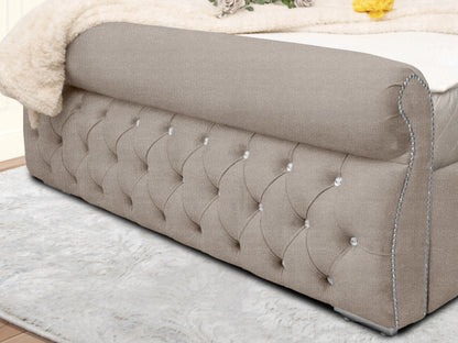 Swan Sleigh Chesterfield Upholstered Bed