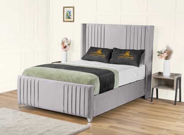 Elise lined winged Upholstered Bed